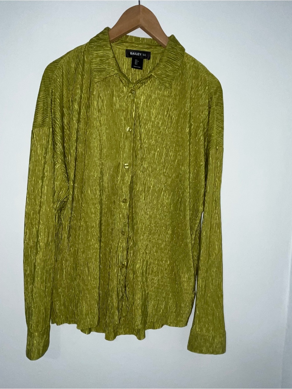 Bailey 44 Olive-Green Textured Button-Up Blouse